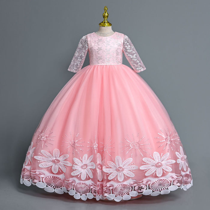 Little Girl Piano Performance Clothes Flower Girl Wedding Dress - RICALOUX