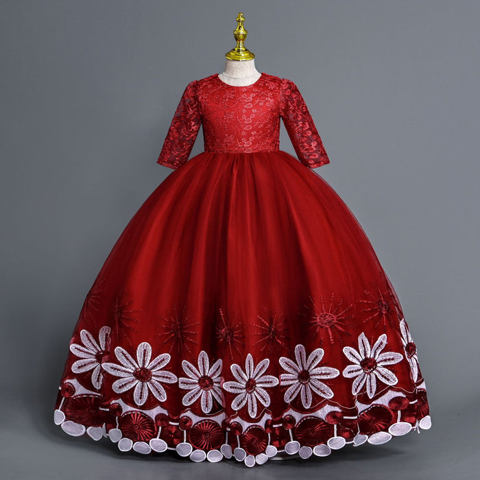 Little Girl Piano Performance Clothes Flower Girl Wedding Dress - RICALOUX