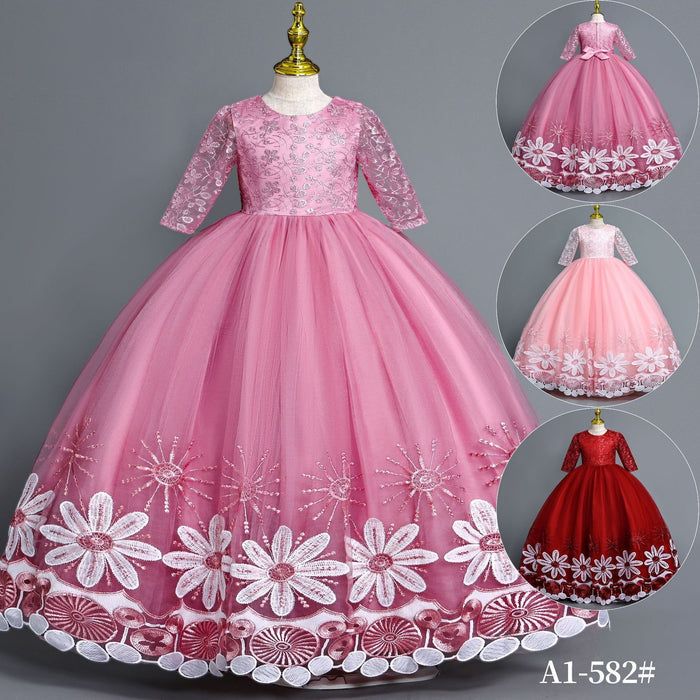 Little Girl Piano Performance Clothes Flower Girl Wedding Dress - RICALOUX