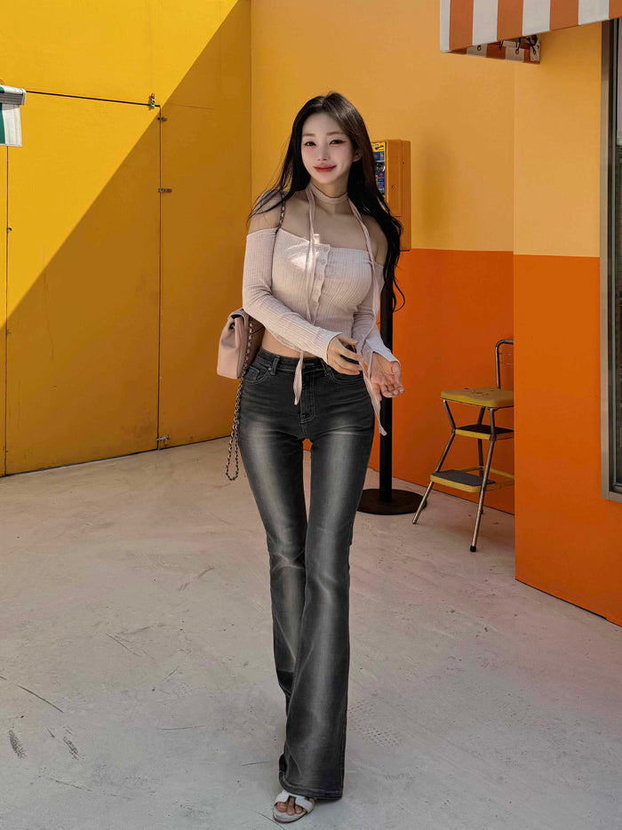 Low Waisted Elastic Slim Fit Floor Hugging Jeans – Premium 0 | RICALOUX