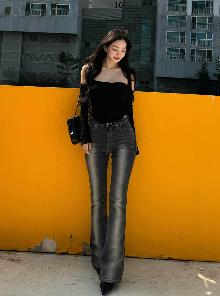 Low Waisted Elastic Slim Fit Floor Hugging Jeans – Premium 0 | RICALOUX