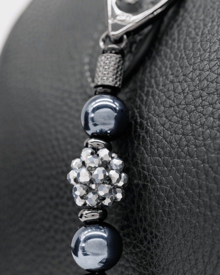 Handwoven electroplated glass center bead