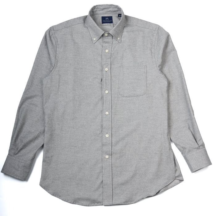 LUXE COTTON FLANNEL BUTTON DOWN SPORT SHIRT - LIGHT GREY