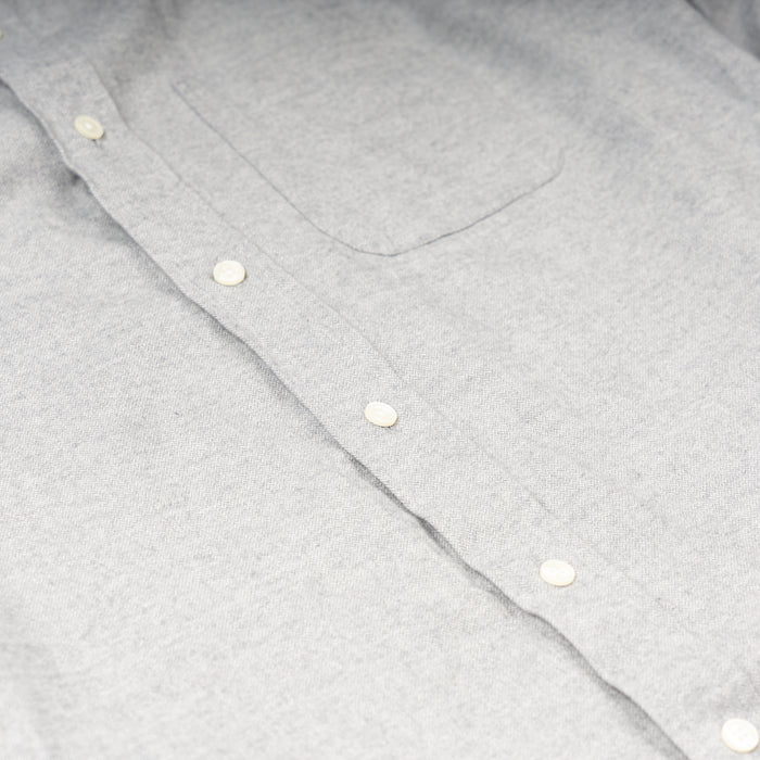 LUXE COTTON FLANNEL BUTTON DOWN SPORT SHIRT - LIGHT GREY