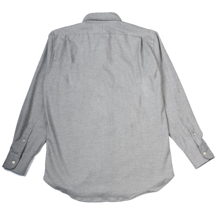 LUXE COTTON FLANNEL BUTTON DOWN SPORT SHIRT - LIGHT GREY