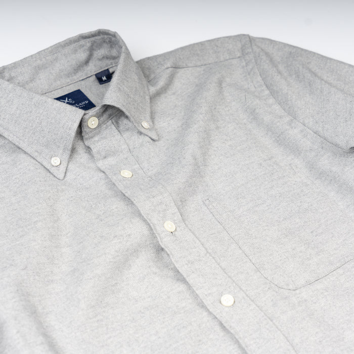 LUXE COTTON FLANNEL BUTTON DOWN SPORT SHIRT - LIGHT GREY