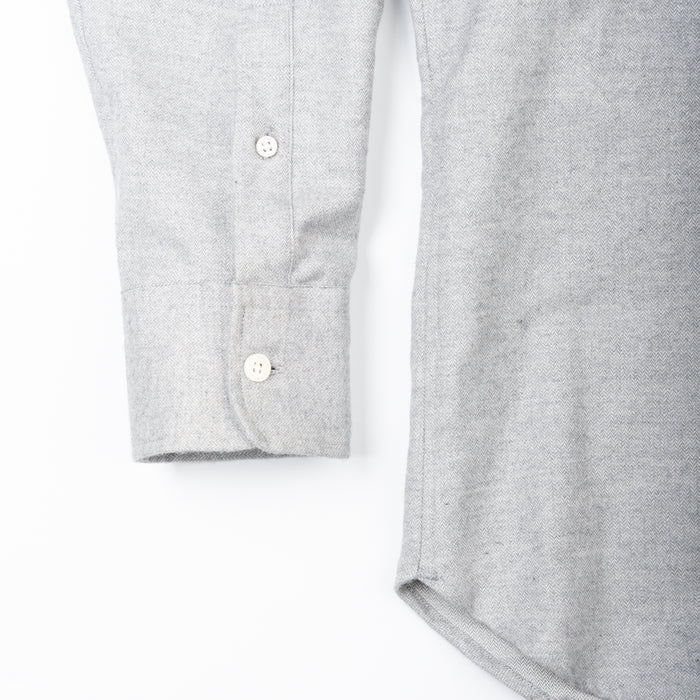 LUXE COTTON FLANNEL BUTTON DOWN SPORT SHIRT - LIGHT GREY