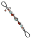 LD Keyfinder Maple Majesty beaded key finder with artisan glass, red jasper, jade, and autumn-themed charms.
