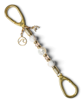 LD Keyfinder Mediterranean Glow-Mini featuring Mother of Pearl, ivory seashell beads, gold glass beads, and charms.