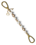 LD Keyfinder Mediterranean Glow beaded key holder with Mother of Pearl, ivory shells, gold beads, and ocean charms.