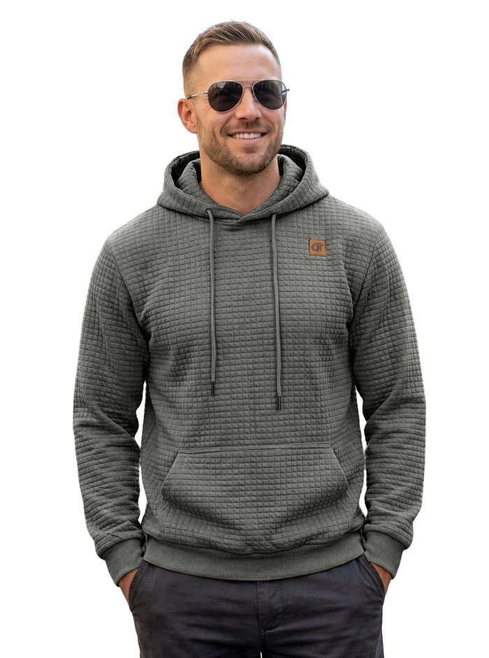 Mens Highly Elastic Jacquard Hooded Long-Sleeve Sweatshirt by Ricaloux