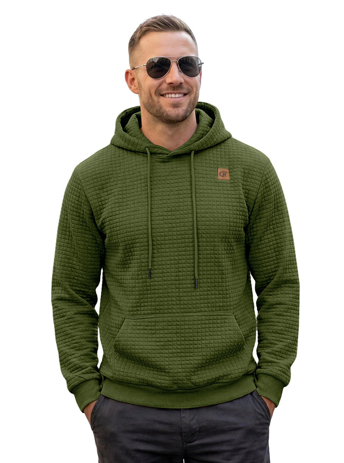Mens Highly Elastic Jacquard Hooded Long-Sleeve Sweatshirt by Ricaloux