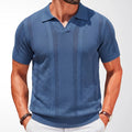 Mens Hollow-Out Knitted Polo Shirt by Ricaloux
