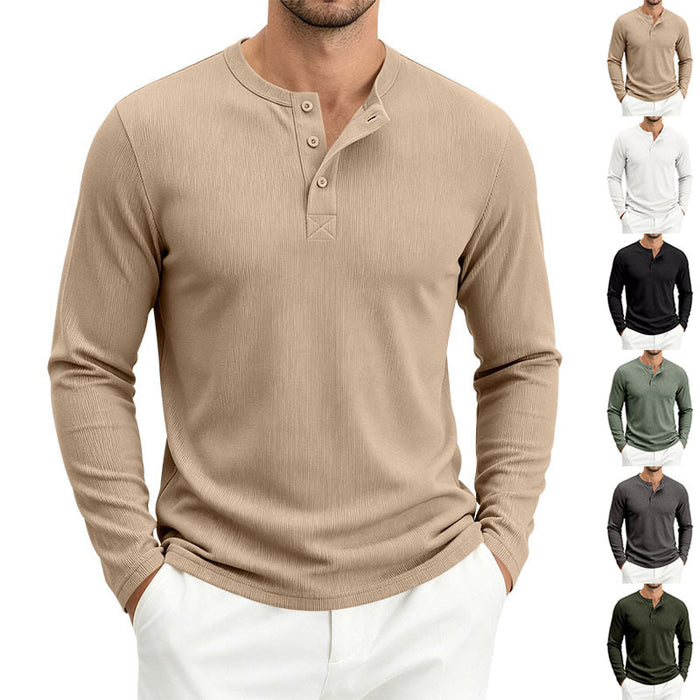 Mens Long-Sleeve Loose-Fit Casual Ribbed T-Shirt – Premium 0 | RICALOUX