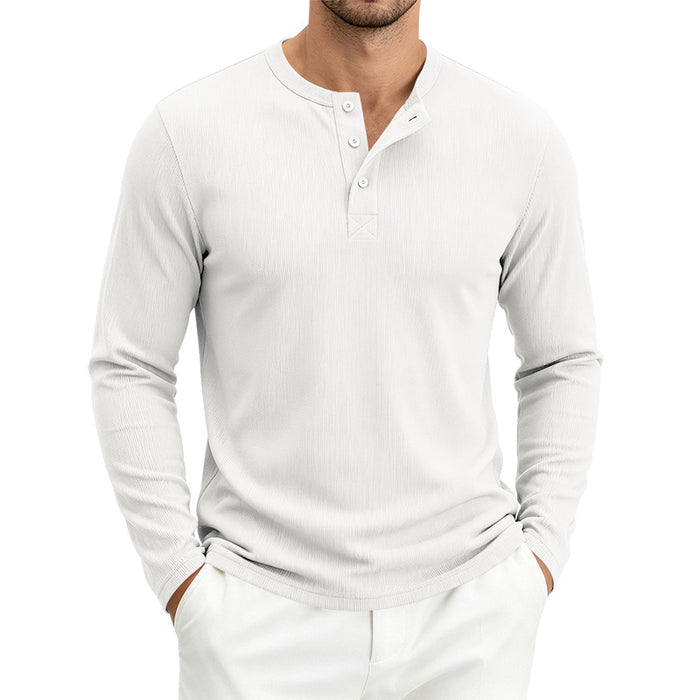 Mens Long-Sleeve Loose-Fit Casual Ribbed T-Shirt – Premium 0 | RICALOUX