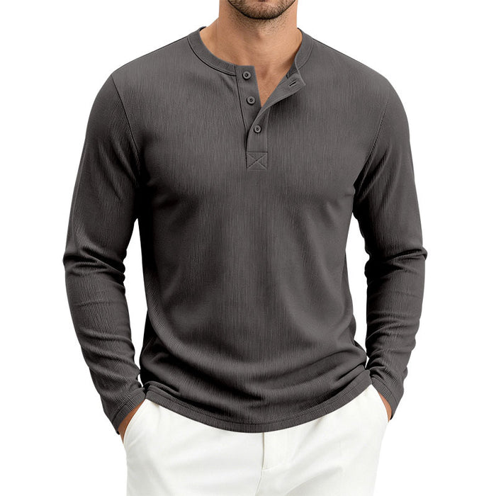 Mens Long-Sleeve Loose-Fit Casual Ribbed T-Shirt – Premium 0 | RICALOUX