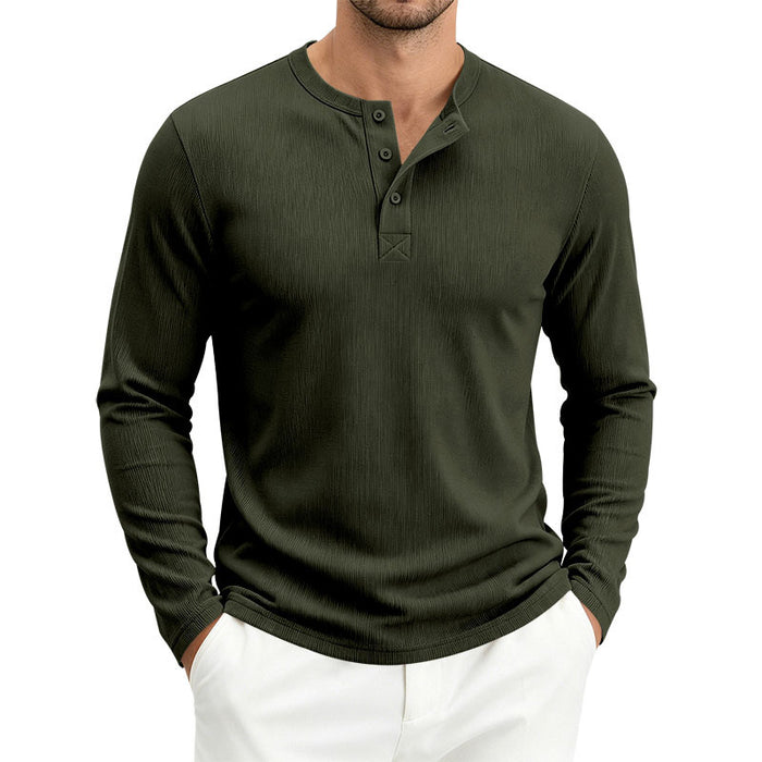 Mens Long-Sleeve Loose-Fit Casual Ribbed T-Shirt – Premium 0 | RICALOUX