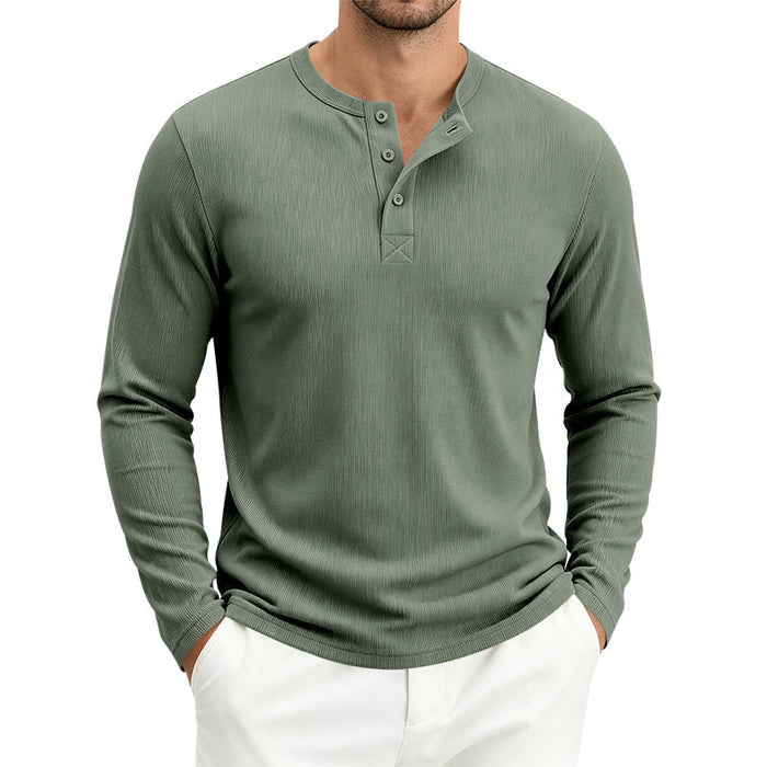 Mens Long-Sleeve Loose-Fit Casual Ribbed T-Shirt – Premium 0 | RICALOUX