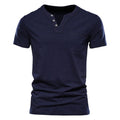 Mens V-neck Short-sleeve Casual T-shirt For Young Adults by Ricaloux