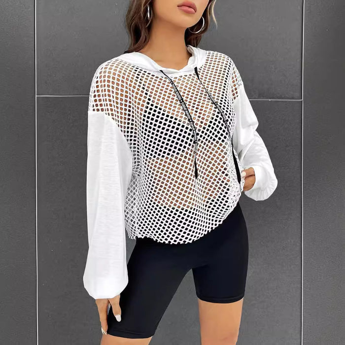 Mesh-Panel Casual Loose-Fit Sports Hoodie For Women – Premium 0 | RICALOUX