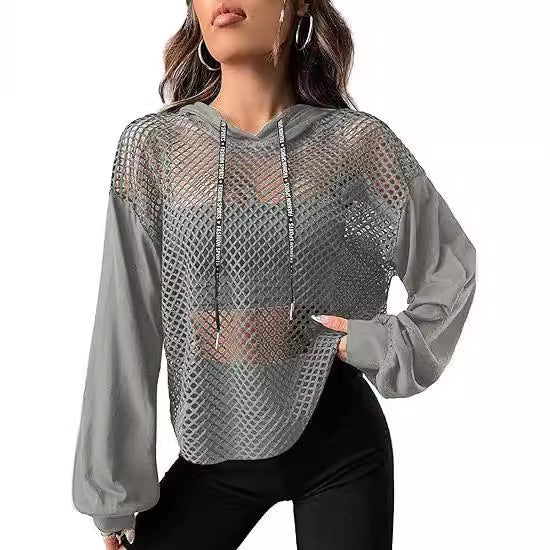 Mesh-Panel Casual Loose-Fit Sports Hoodie For Women – Premium 0 | RICALOUX