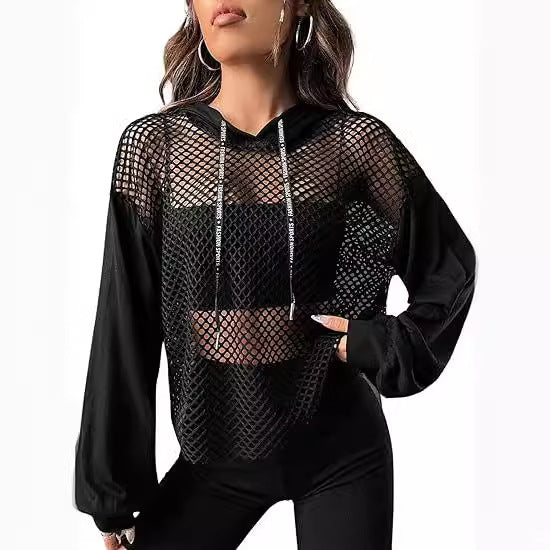 Mesh-Panel Casual Loose-Fit Sports Hoodie For Women – Premium 0 | RICALOUX