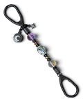 LD Keyfinder Midnight Aurora-Mini keychain with abalone shell, rainbow crystal beads, and moon and star charms.