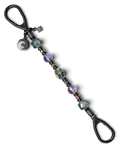 LD Keyfinder Midnight Aurora beaded keychain with abalone shell, rainbow crystal beads, and moon and star charms.