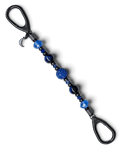 LD Keyfinder Midnight Sapphire beaded keychain with blue tiger eye, sapphire crystals, and a rhinestone moon charm.