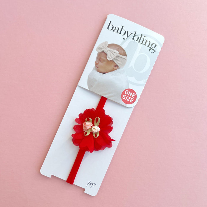 MINI NOVELTY SKINNY: red chiffon rosebud