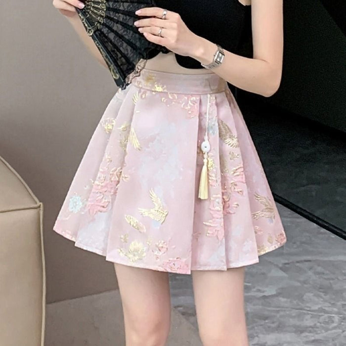 New Chinese-style Satin Skirt For Women by Ricaloux