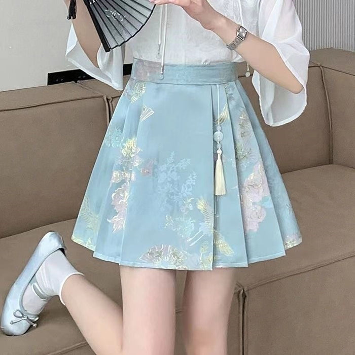 New Chinese-style Satin Skirt For Women by Ricaloux