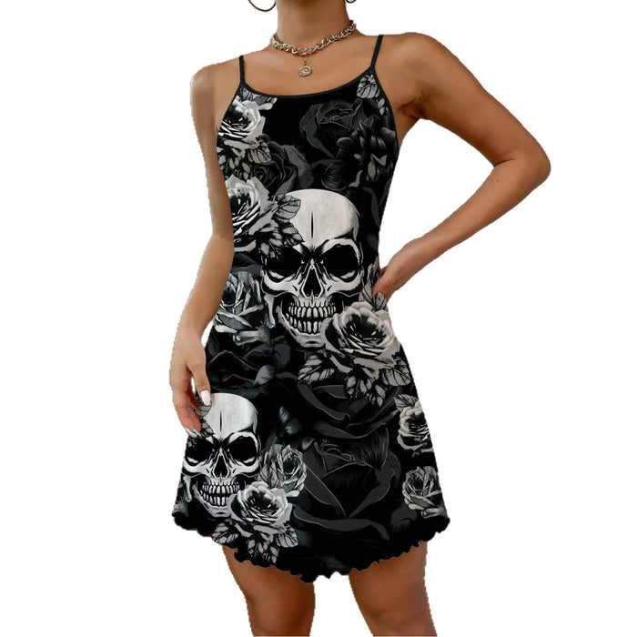 New Floral And Skull-printed Camisole Nightdress by Ricaloux