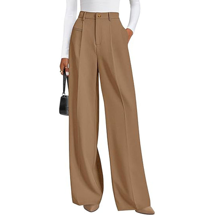 New Solid-color High-waisted Womens Casual Wide-leg Pants – Premium 0 | RICALOUX