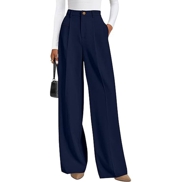 New Solid-color High-waisted Womens Casual Wide-leg Pants – Premium 0 | RICALOUX