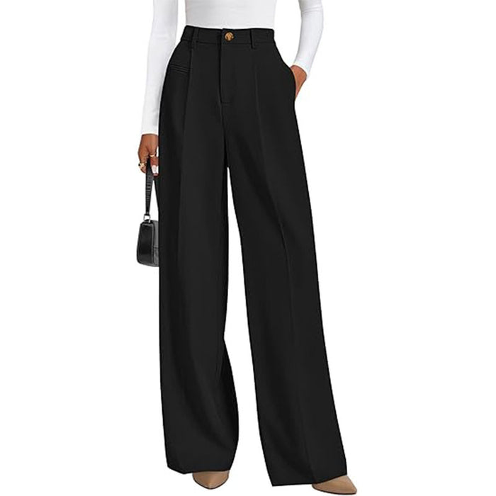 New Solid-color High-waisted Womens Casual Wide-leg Pants by Ricaloux