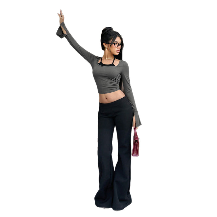 New-style Womens Halter-neck Long-sleeve Top by Ricaloux