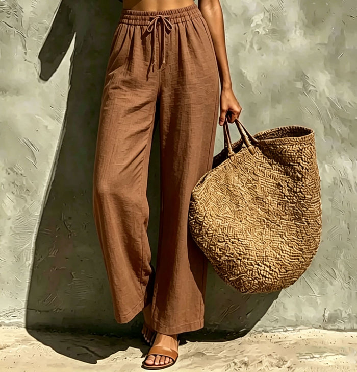 New Womens Casual High-waisted Loose-fitting Trousers With An Elastic Drawstring by Ricaloux