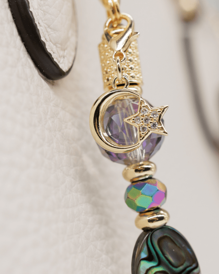 18KT gold-plated micro pavé moon & star charm