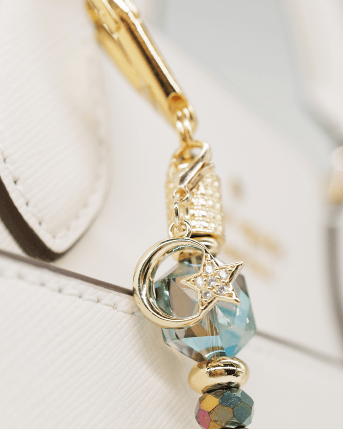 18KT gold-plated micro pavé moon & star charm