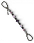 LD Keyfinder Orchid Flutter beaded accessory with lepidolite, opalite, glass beads, and a purple butterfly charm.
