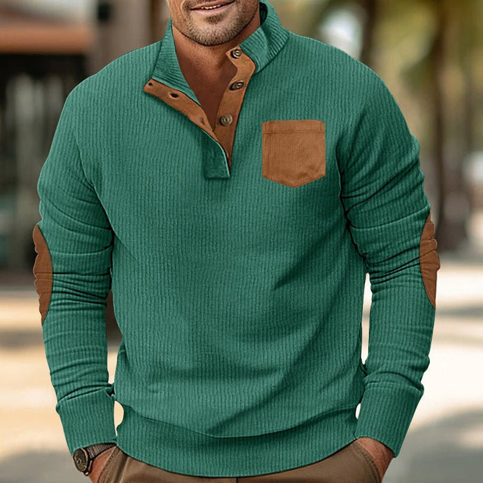 Patch Pocket Jacket Stand Collar Long Sleeve Corduroy Multicolor Hoodie - RICALOUX