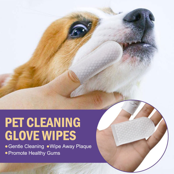 Pet Cleaning Gloves Wet Wipes Pet Gum Care Gentle Cleaning Teeth Remove Tartar Odor by Ricaloux