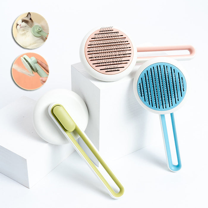 Pet Dog Hair Remover Cat Brush Grooming Tool Automatic Massage Comb Round Hair Brush For Cat Dog Pet Supplies by Ricaloux