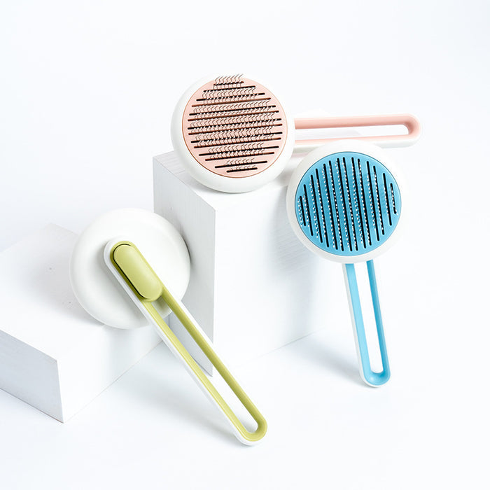 Pet Dog Hair Remover Cat Brush Grooming Tool Automatic Massage Comb Round Hair Brush For Cat Dog Pet Supplies by Ricaloux