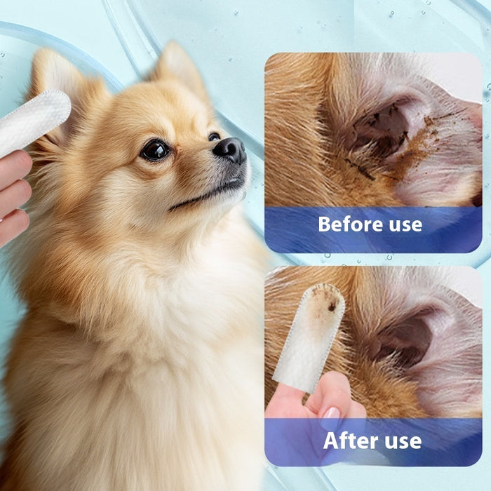 Pet Ear Cleaning Finger Wipes Ear Care Finger Gloves by Ricaloux