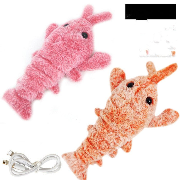 Pet Toys Electric Jumping Shrimp USB Charging Simulation Lobster Funny Cat Plush Pets Toy - RICALOUX