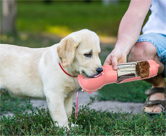 Pet Water Bottle Feeder Bowl Garbage Bag Storage Portable Pet Outdoor Travel 3 In 1 Dog Water Bottle by Ricaloux