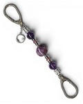 LD Keyfinder Petite Amethyst Moon keychain with amethyst, glass beads, and moon charm. Platinum-plated.
