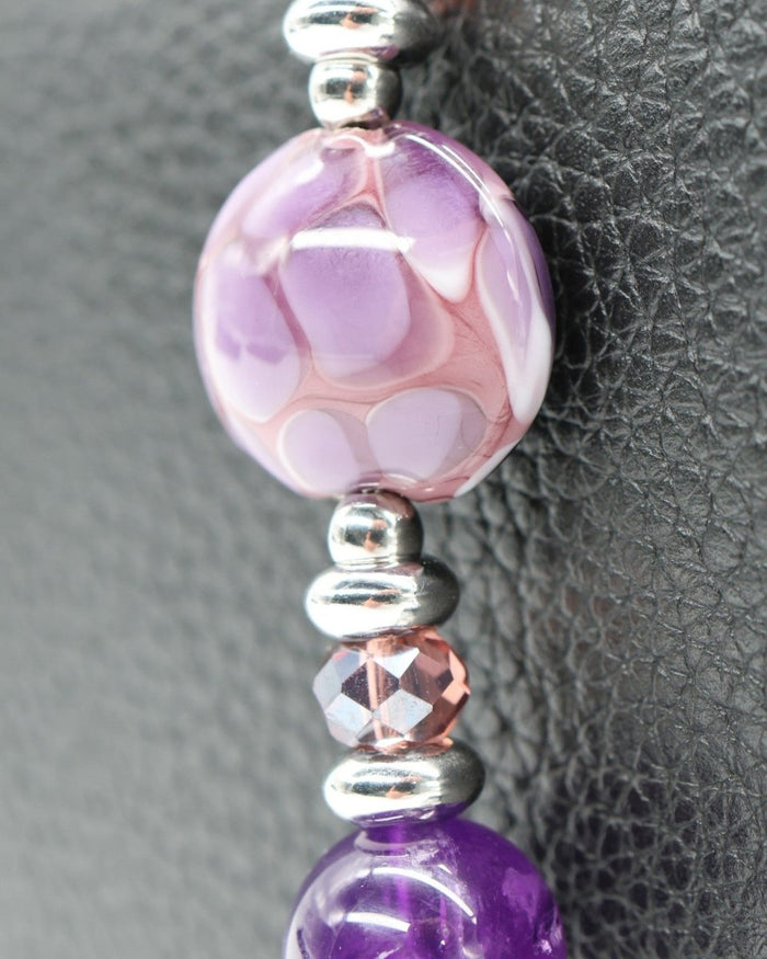 LD Keyfinder Petite Amethyst Moon bracelet with genuine amethyst, artisan glass, and platinum-plated charms.